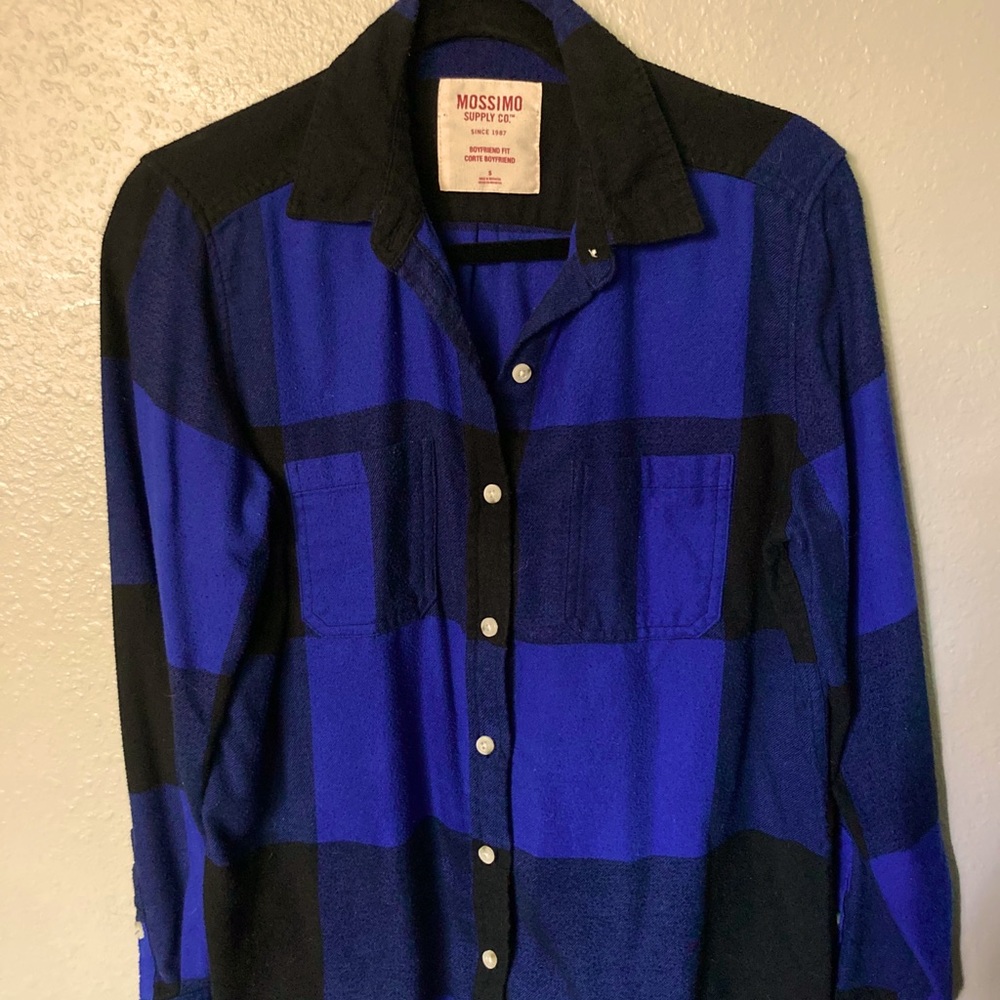 Royal Blue and Black Boyfriend Flannel